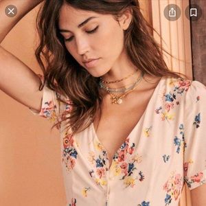 Sezane Vic Dress Ecru w Flowers